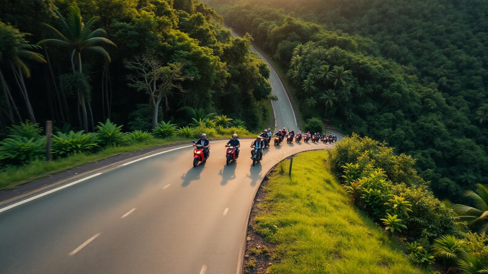 Route de Guyane bordée de forêt équatoriale, symbolisant la zone d'action de l'antenne FMF